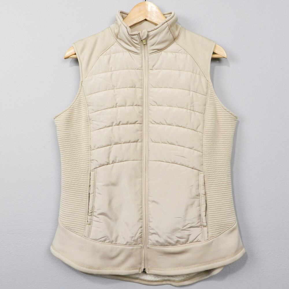 Tek Gear Quilted Vest‎ Size L Beige Fleece Minimalist Athleisure Layering Jacket